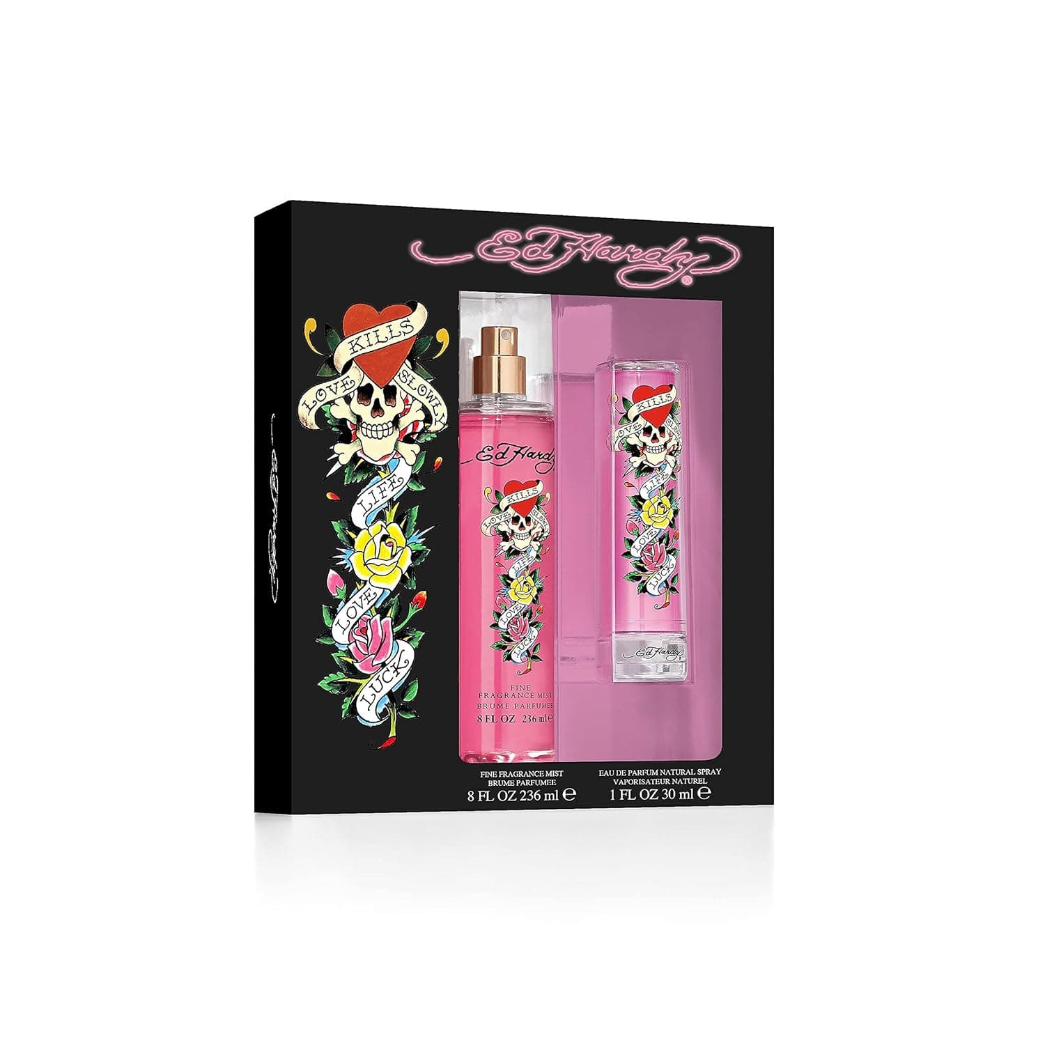 ED HARDY Women's Perfume Gift Set, 2 Pieces Include 1 Fl Oz Parfum, 8 Fl Oz Fine Fragrance Mist Spray