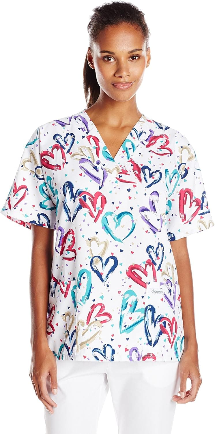 Cherokee Prints Women Scrubs Top V-Neck Tunic 759