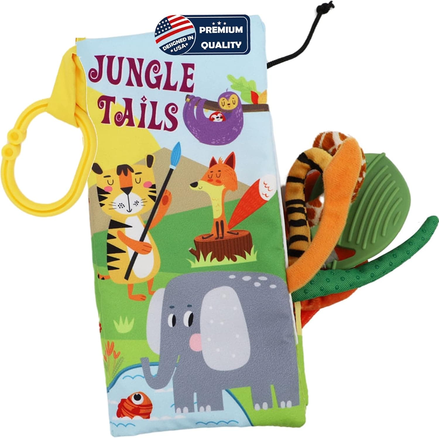 Soft Cloth Crinkle Books Touch Feel Books For Babies Toddlers Infants, Baby Books 0-6 Months Baby Book Toys 6 to 12 Months, Early Development Interactive Car Stroller Toys Gifts For Boys Girls-Jungle