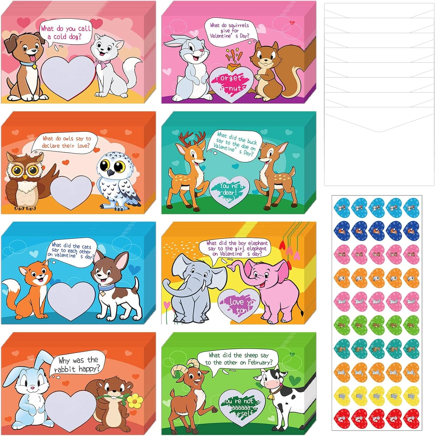 40 Pack Animal Scratch-Off Valentine Jokes Cards for Kids with Envelopes Stickers Pet Valentine's Day Exchange Cards Dog Cat Funny Jokes for School Classroom Boys Girls Exchange Gift Games Party Favor