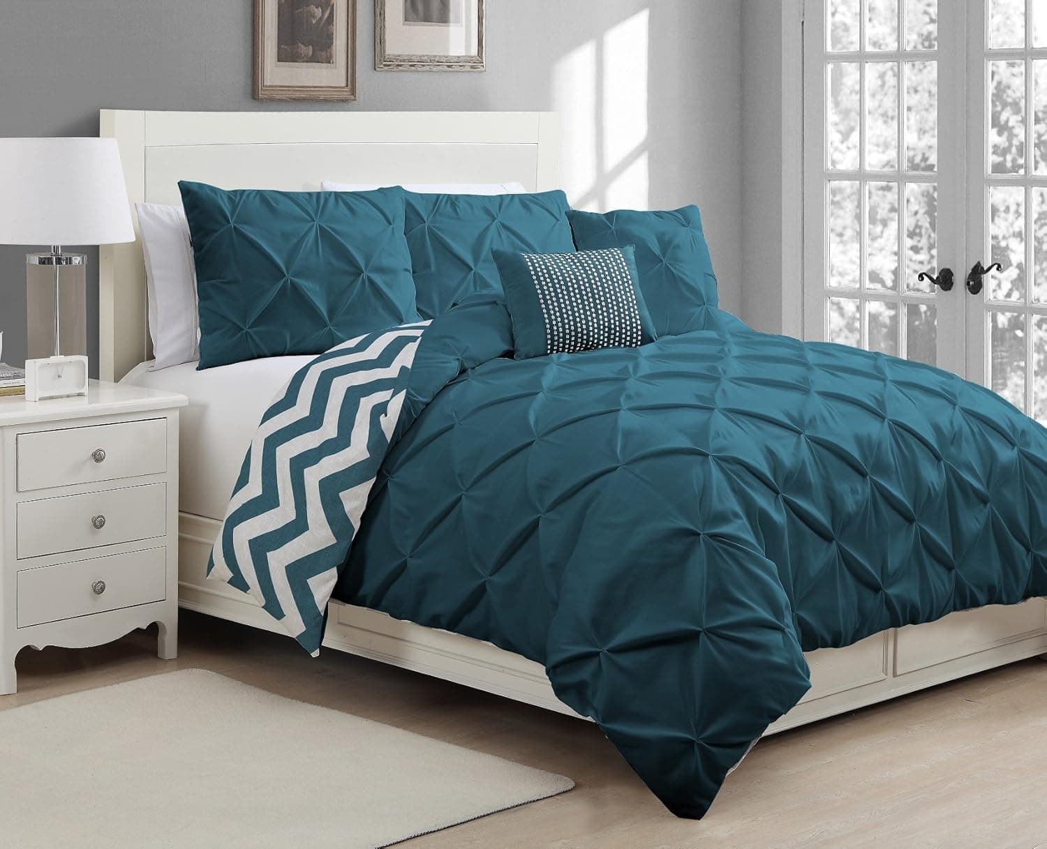 Avondale Manor 5-Piece Venice Duvet Set, Queen, Teal