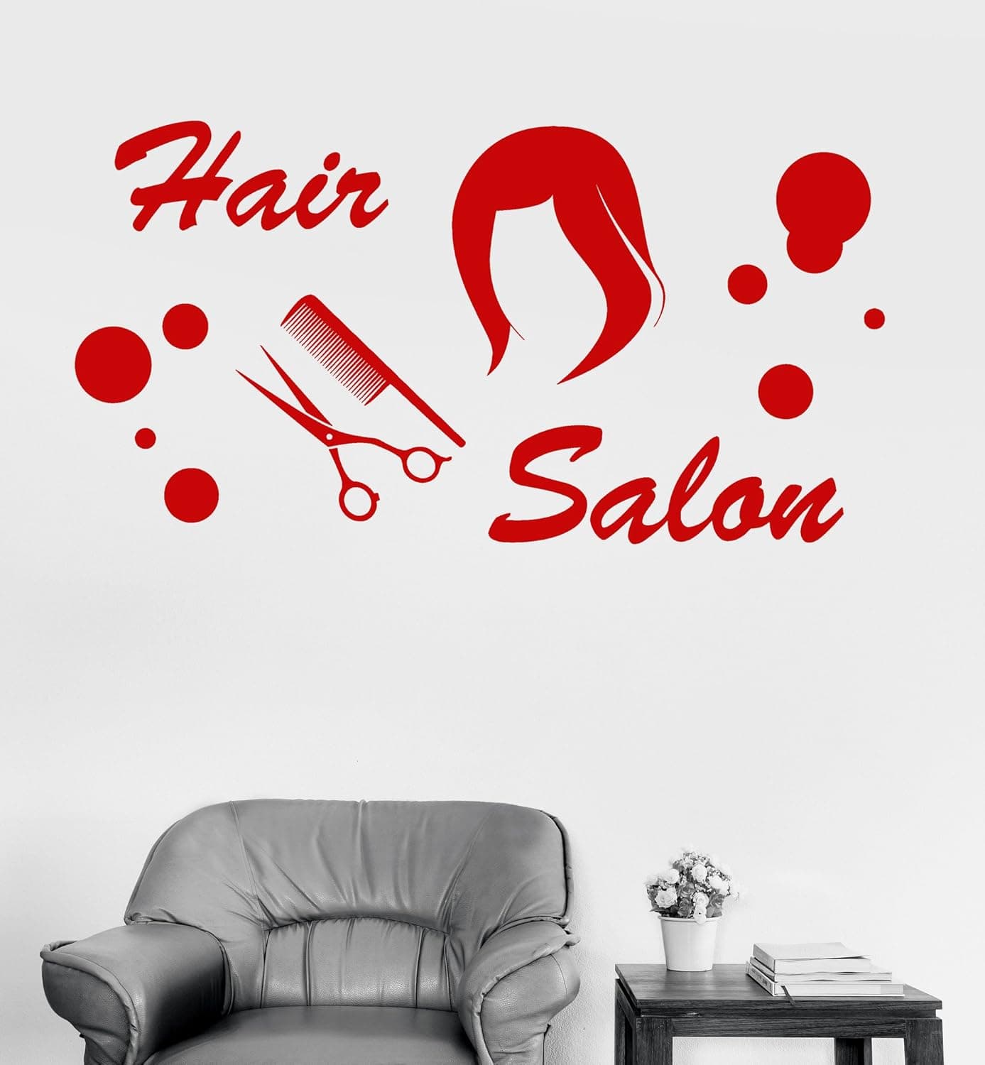 Large Vinyl Wall Decal Hair Salon Stylist Barbershop Hairdresser Stickers Mural (ig3261) Matte Black