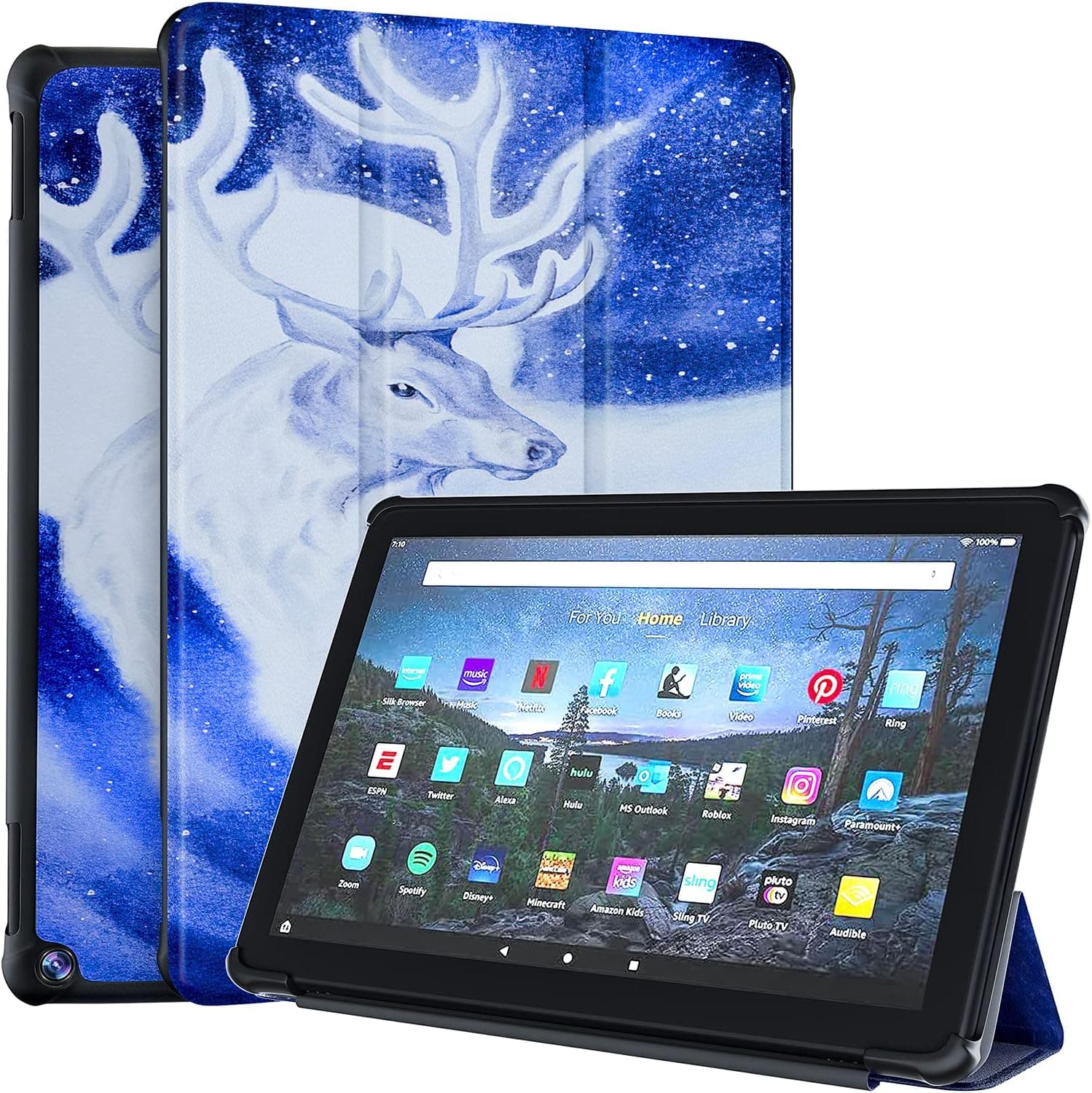 All-New Amazon Fire HD 10 Tablet Case, Fire HD 10 Plus Tablet Case(Only Compatible with 11th Generation 2021 Release)-Auorld Premium PU Leather Slim Folding Stand Cover with Auto Wake/Sleep