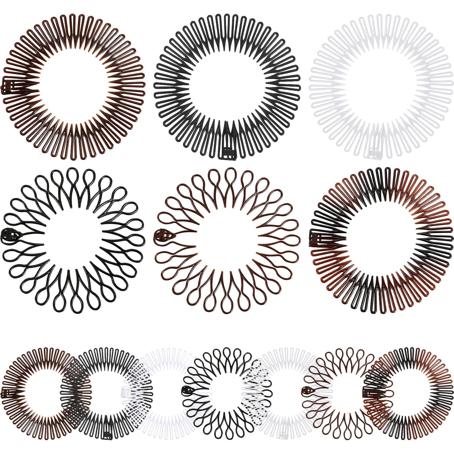 14 Pieces Full Circular Stretch Comb Headbands Flexible Plastic Circle Comb Full Circular Tooth Headband Plastic Hair Wrap Hairband Holder for Women Girls Hair Accessories, 7 Styles (Lovely Color)