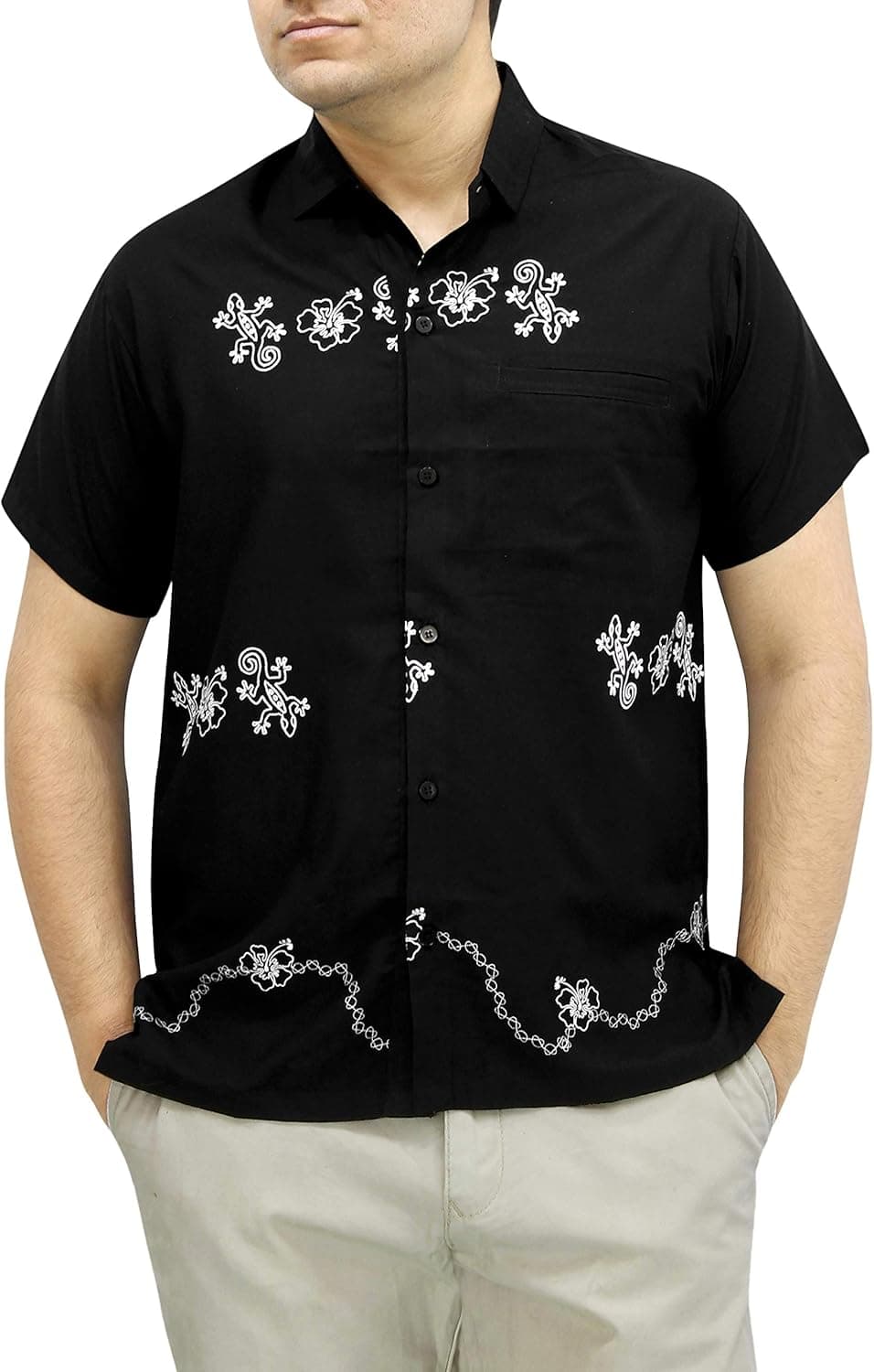 LA LEELA Men's Solid Button Down Casual Dress Untucked Shirts