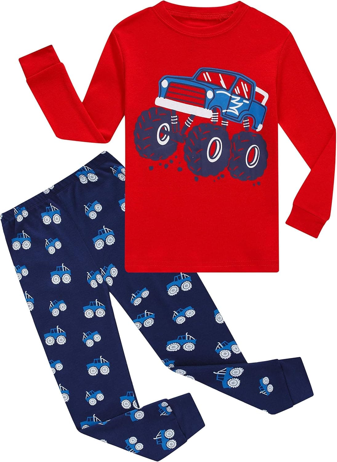 KikizYe Baby Boys Truck Long Sleeve Pajamas 100% Cotton Sleepwear Toddler Size 18-24 Months