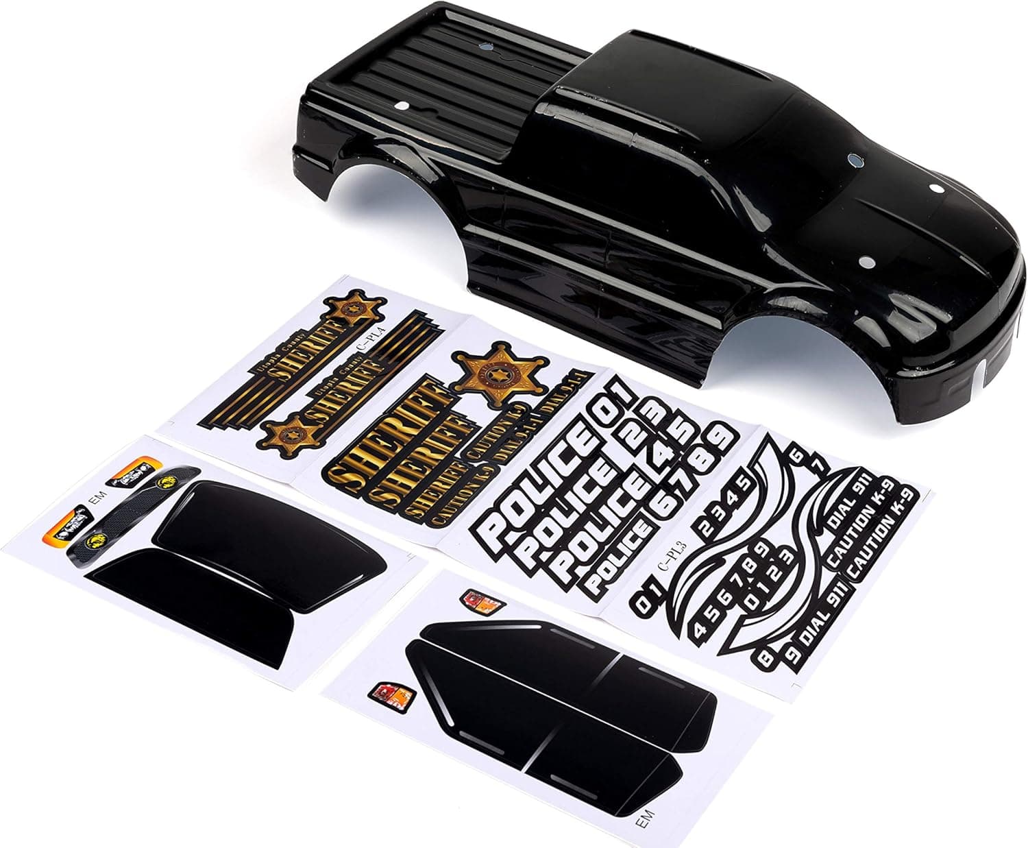 SummitLink Custom Body Police Sheriff Truck Style Compatible for T / E Maxx Shell Cover E-Maxx 1/10 Scale RC Car or Truck (Truck not Included) EM-PB-01