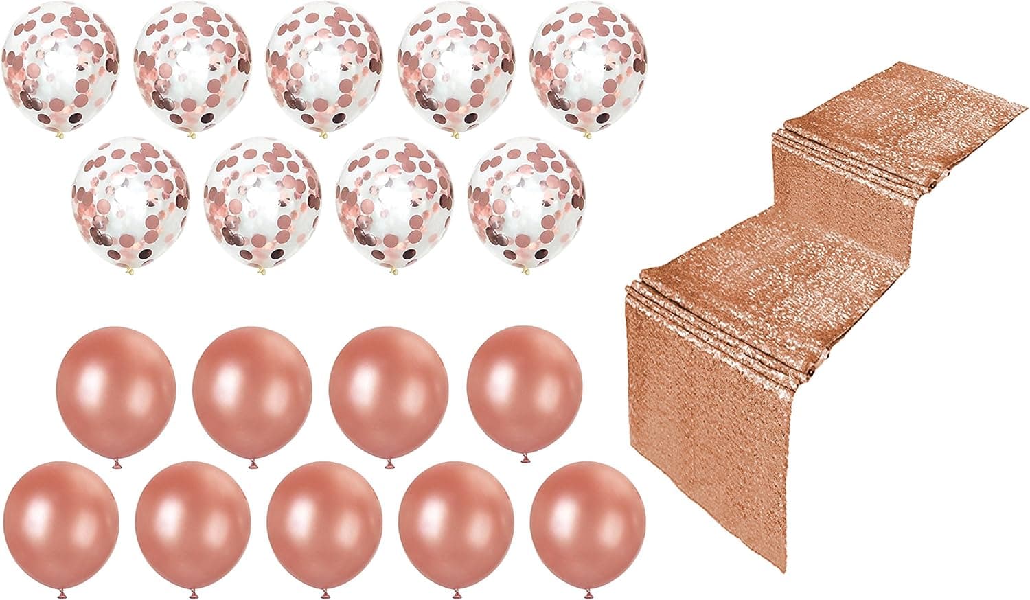 Real Color Rose Gold Balloons and Confetti Balloons Set - 18 Pieces 18-inch Balloons - Birthdays, Engagements, Bridal Showers, Bachelorette Parties, Weddings, Gender Reveal, Sweet 16, Dances