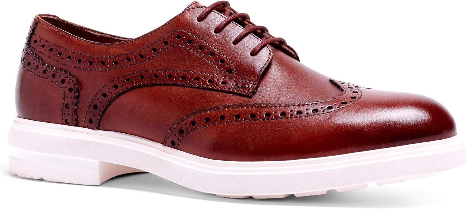 Anthony Veer Men's Harrison Hybrid Wingtip Leather Lightweight Comfort Lace-up Dress Shoe (13, Scotch)