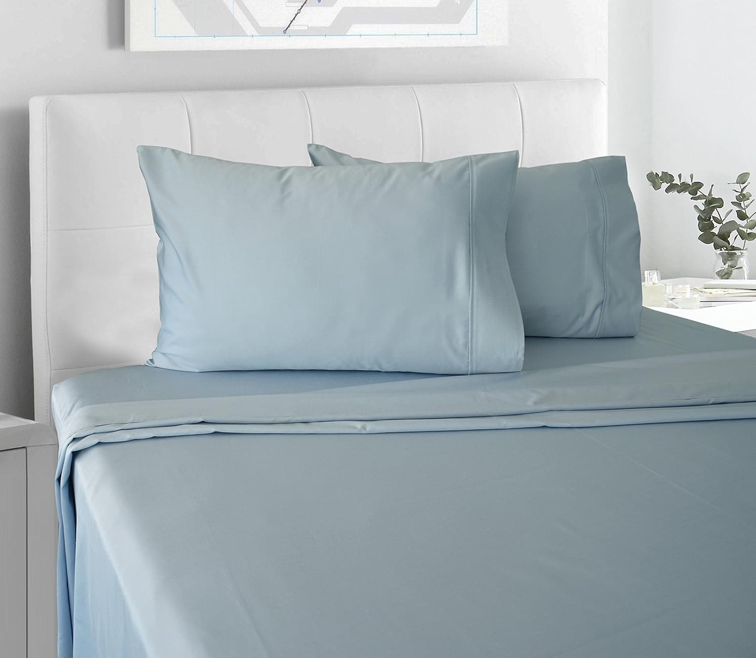 CHATEAU HOME COLLECTION Luxury 100% Cotton Ultra Soft 300 Thread Count Bed Sheet Set, Great Deal Lowest Prices, King - Sky Blue…