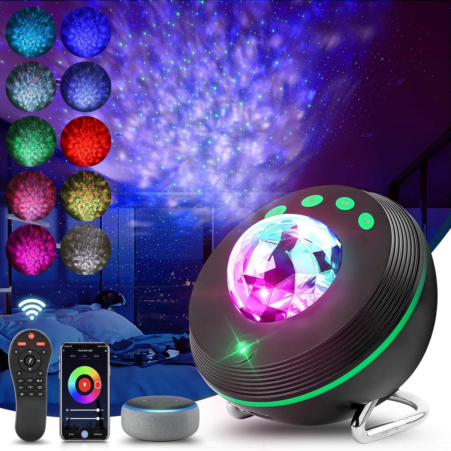 Star Projector Galaxy Night Light for Bedroom, Bluetooth Speaker and White Noise Aurora Projector, Remote Control Night Light for Kids Adults Gaming Room, Home Theater, Room Decor, Surprise Gift