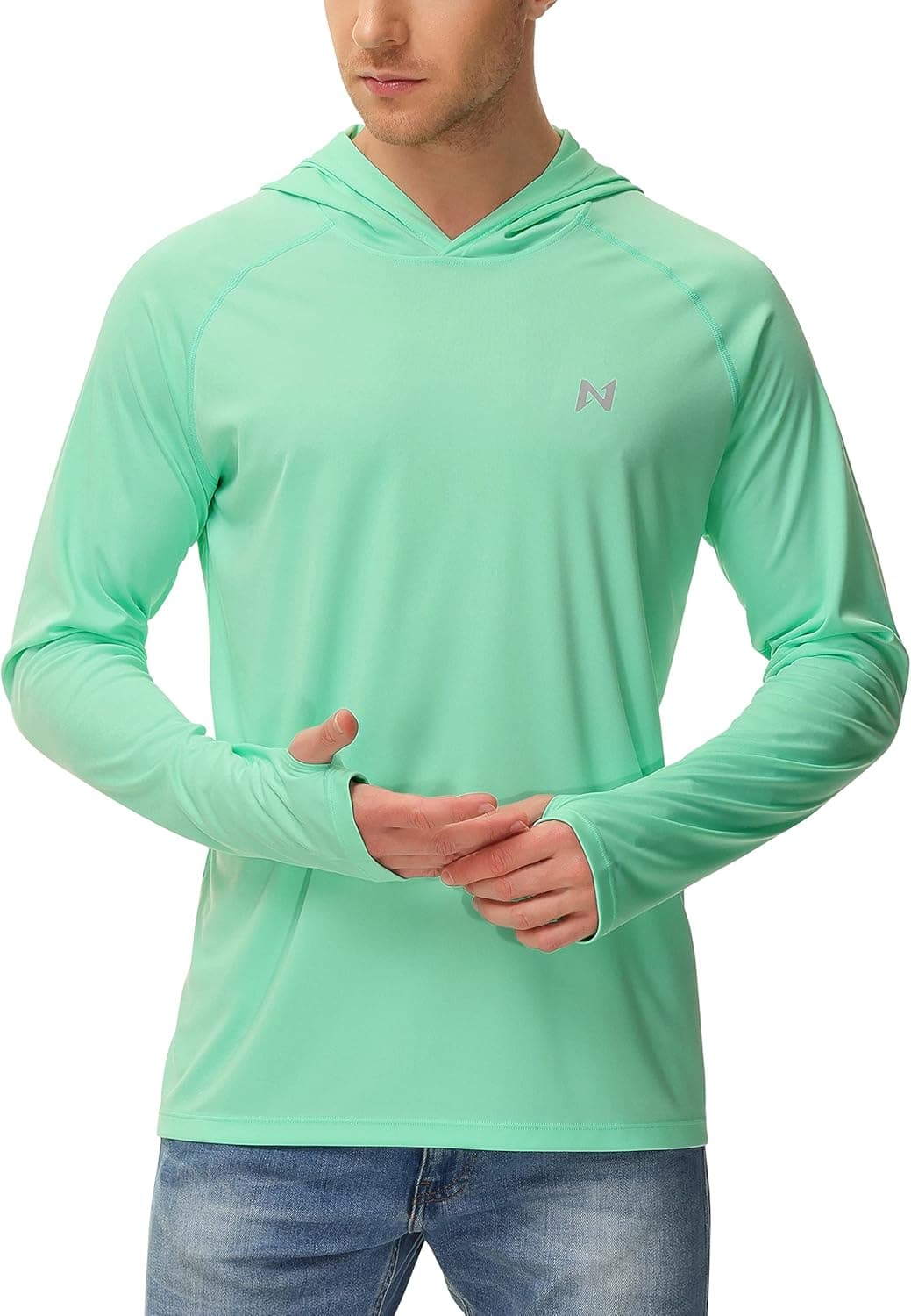 isnowood Sun Shirt UPF 50+ Men's Fishing Long Sleeve UV Protection Hoodie Hiking Rash Guard Swimming Running