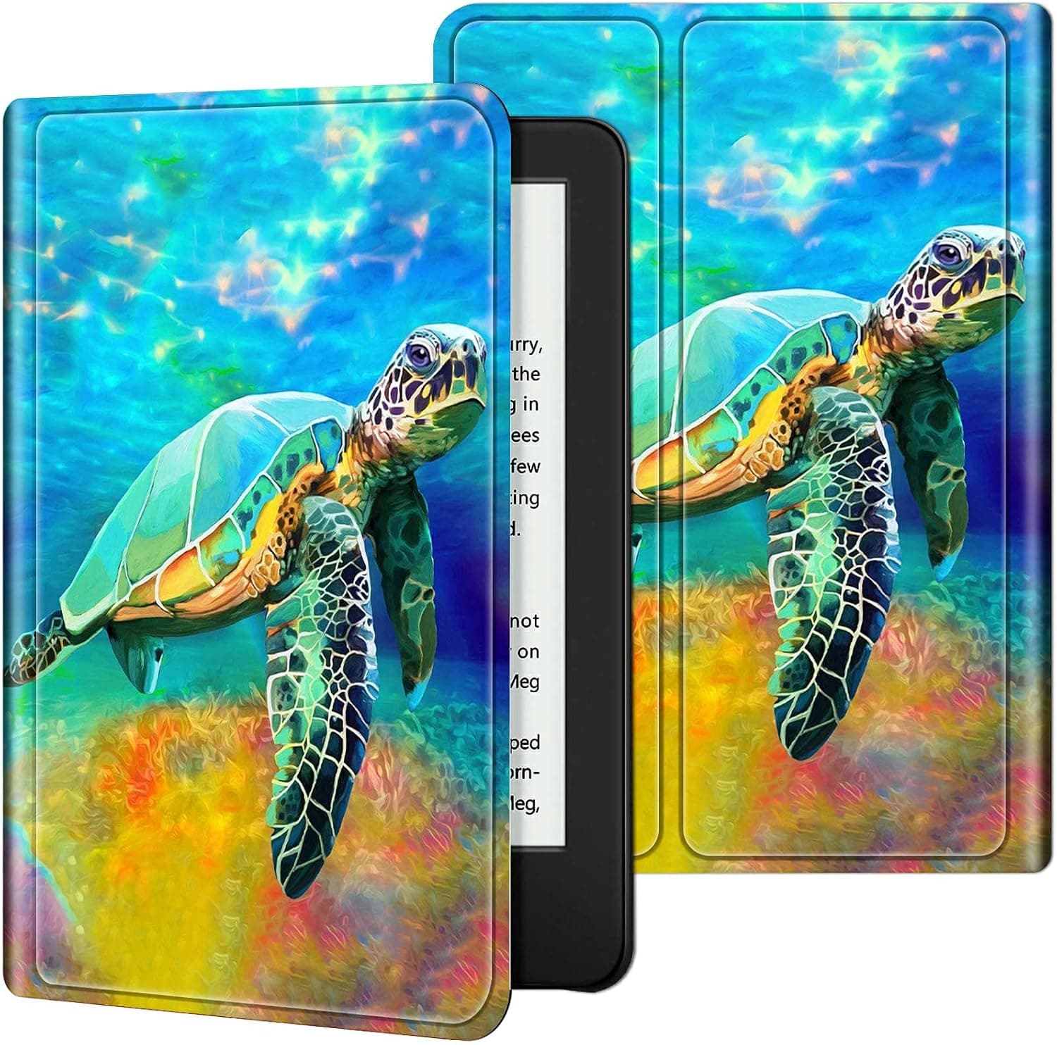 Slim Case for All-New Kindle Fire 7 Tablet (9th Gen 2019 Release/7th Gen 2017 Release/5th Gen 2015 Release ), Smart Standing Cover with Auto Sleep/Wake, Sea Turtles in Ocean