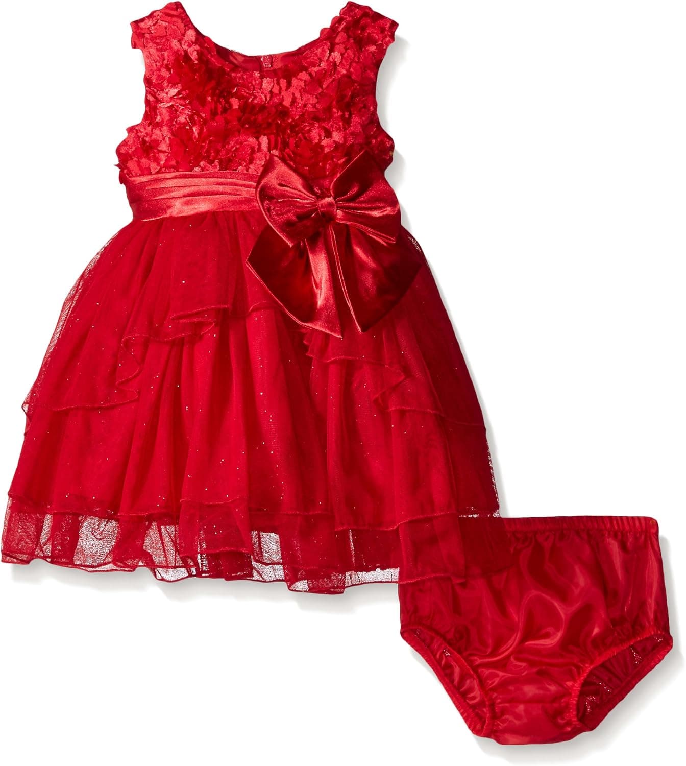 Bonnie Baby Girls' Bonaz Dress with Tiered Hi-Low Mesh Skirt