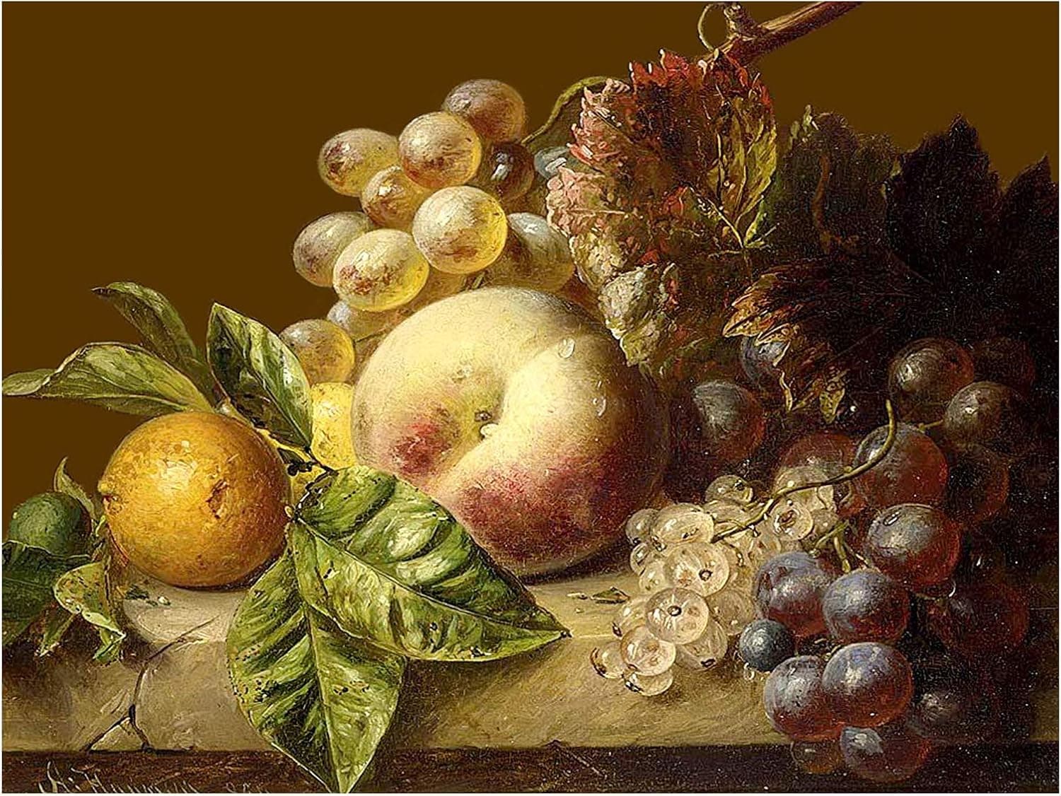 A Still Life with Grapes by Adriana-Johanna Haane Accent Tile Mural Kitchen Bathroom Wall Backsplash Behind Stove Range Sink Splashback One Tile 8"x6" Ceramic, Matte