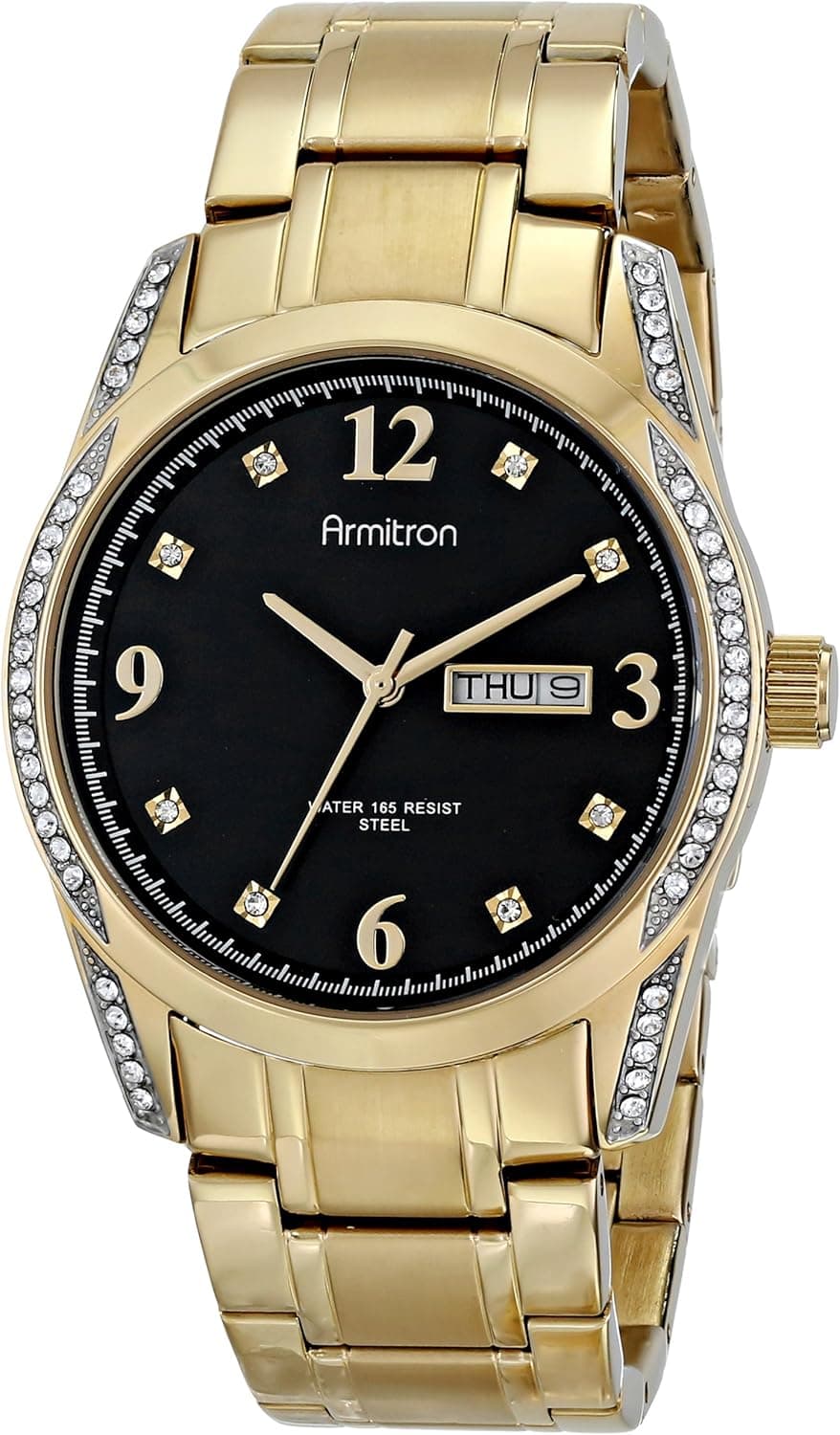 Armitron Men's 20/4943BKGP Stainless Steel Genuine Crystal-Accented Watch