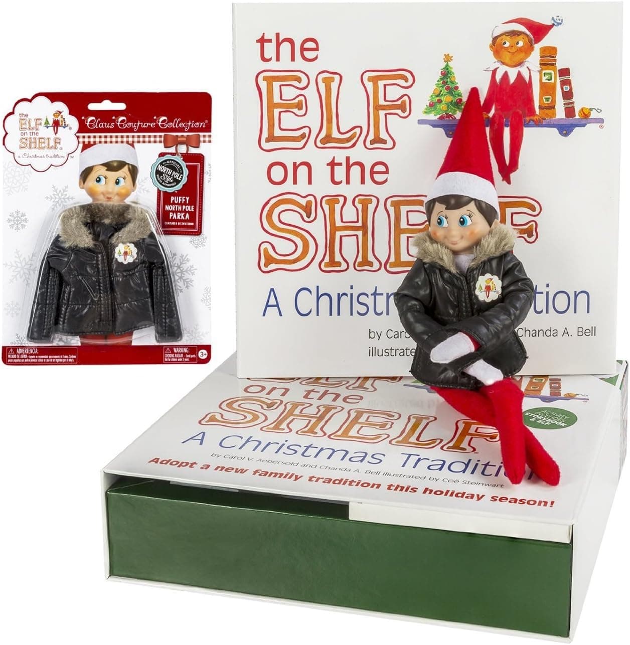 Elf on the Shelf Holiday Gift Bundle: Boy Scout Elf (Blue Eyes), Christmas Tradition Storybook, and Puffy North Pole Parka