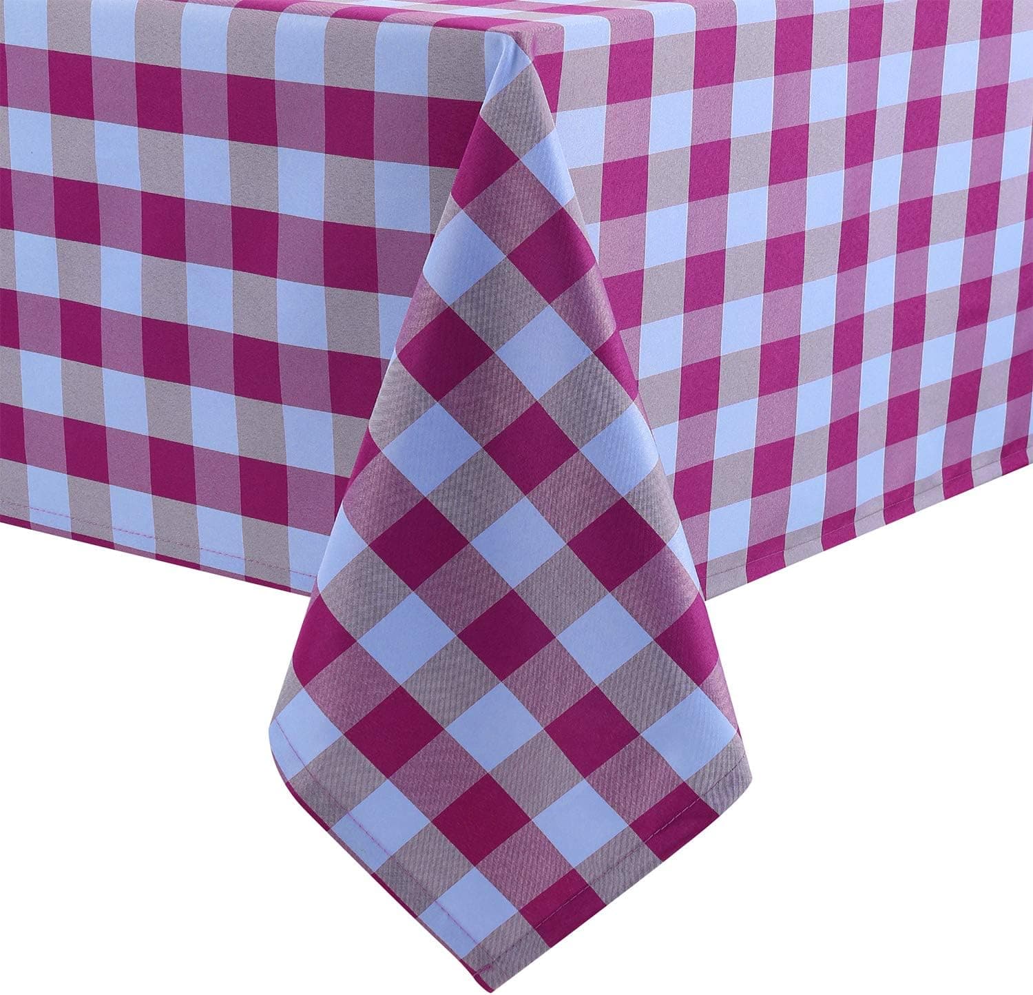 Hiasan Checkered Tablecloth Rectangle - Stain Resistant, Waterproof and Washable Table Cloth Gingham for Outdoor Picnic, Holiday Dinner, 60 x 102 Inch, Purple and Blue