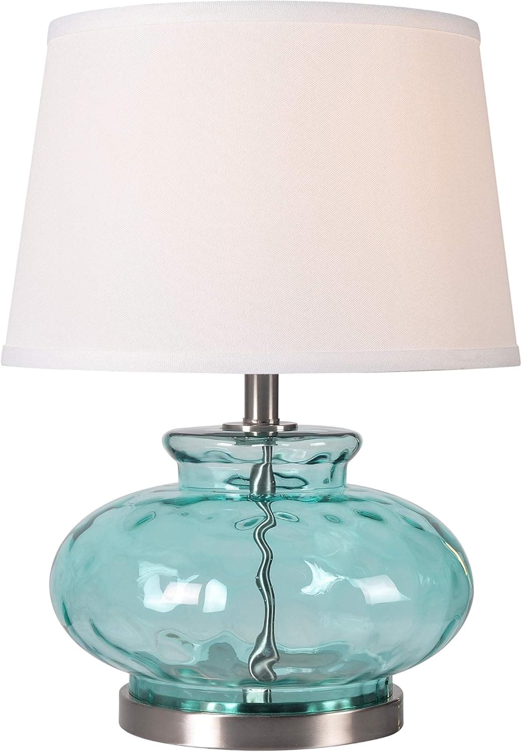 Kenroy Home 32318BLU Alamos Table Lamps, Medium, Light Blue Glassand Brushed Steel