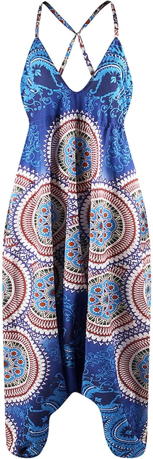 Alidamo Womens Yoga Pants Jumpsuit Backless Sleeveless Baggy Casual Hippie Boho Palazzo Sexy Adjustable Strappy for S-XL
