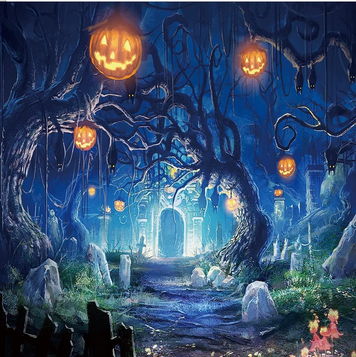 CHAIYA 8X8FT Halloween Backdrops for Photography Halloween Photo Backdrop Halloween Party Decorations Halloween Theme Party Decorations Backdrop CY233
