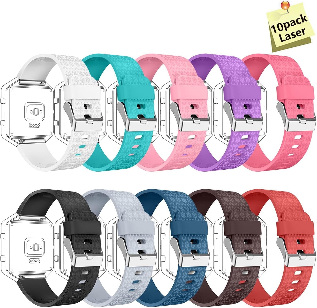THRODY Fitbit Blaze Bands and Frame, Accessory Replacement Fit bit Blaze Band Strap for Smart Fitness Blaze Watch Bracelet Wristband Large Small with Metal Buckle Clasp Women Men Kids, No Tracker