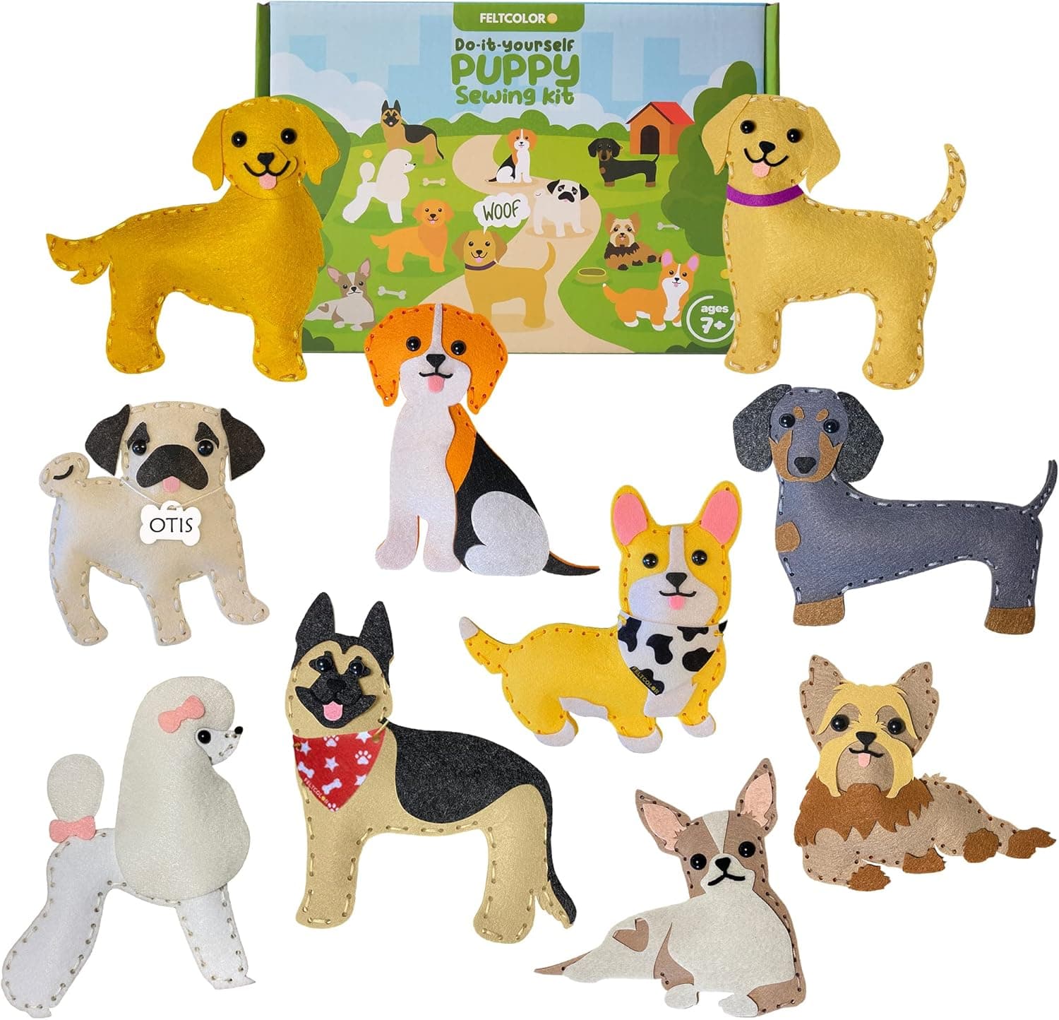 Liphontcta Puppy Craft Kit for Kids – DIY Crafting and Sewing Set Dog Stuffed Animal Felt Plushie for Girls and Boys Educational Beginners Sewing Set, Learn to Sew Kit 7-12