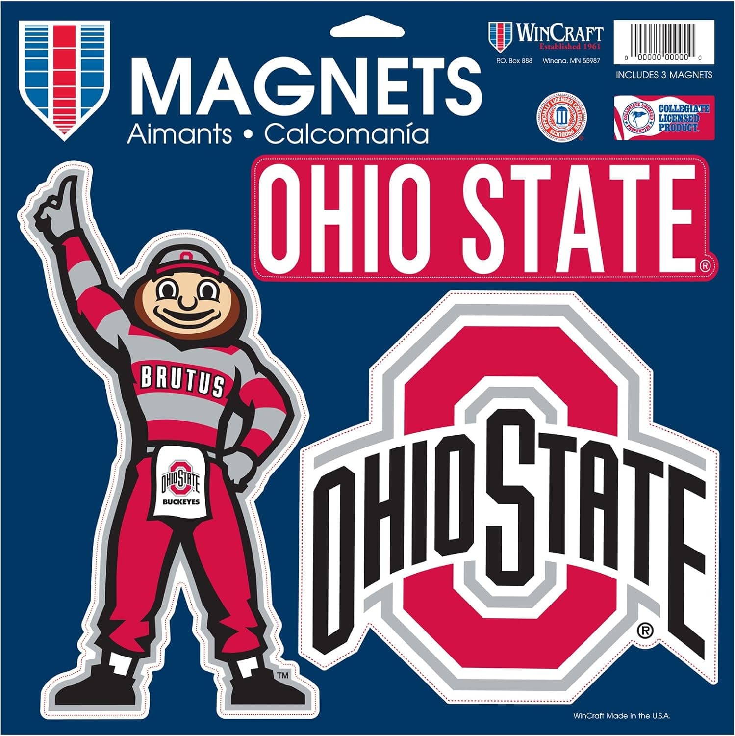 WinCraft NCAA Ohio State Buckeyes Car/Fan Magnet, Large/11 x 11-Inch, White