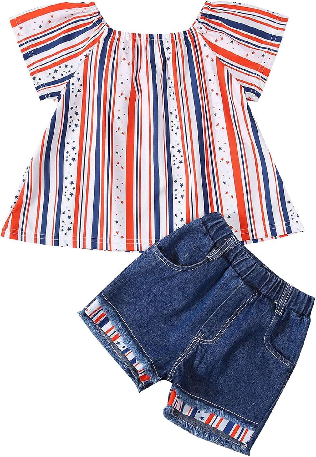 Yccutest Baby Girl Clothes Set Short Sleeve Cute Print T-shirt Top + Denim Shorts 2Pcs Toddler Girl Summer Outfits