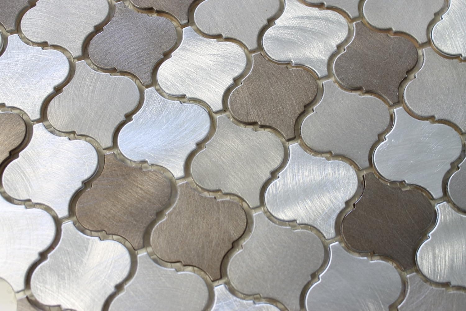 4" x 6" Samples - New Amsterdam Aluminum Metal Arabesque Mosaic Tiles