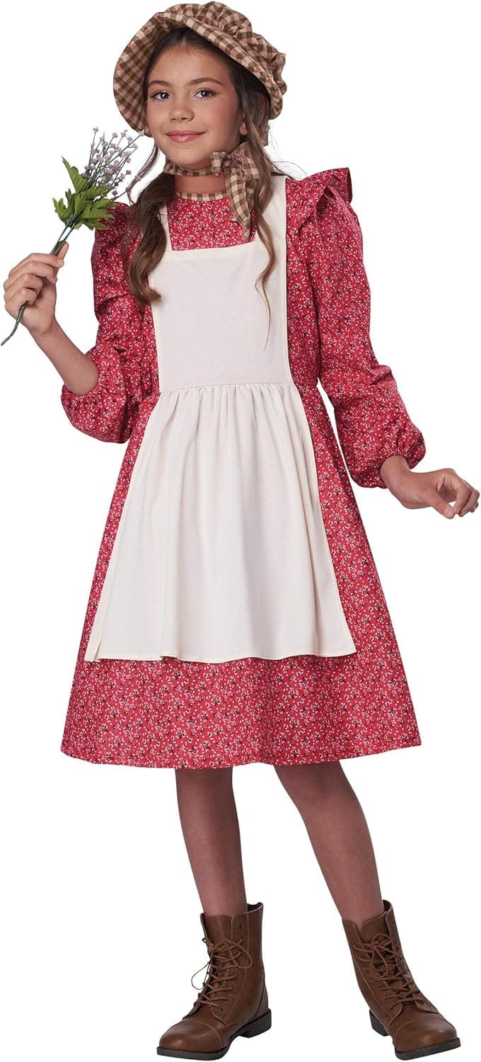 Girl's Red Frontier Settler Costume