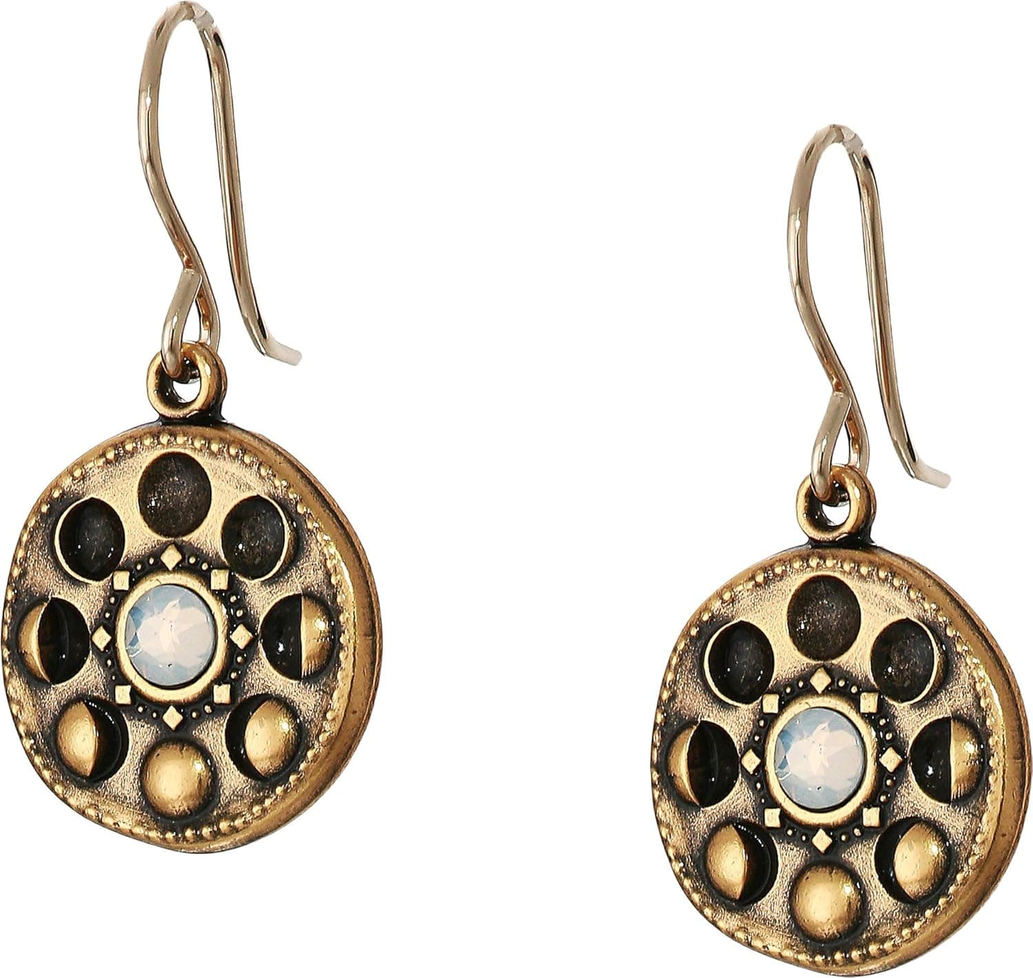 Alex and Ani Women's Lunar Phase Hook Earrings, Rafaelian Gold, One Size