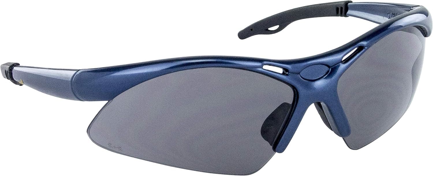 SAS Safety 540-0301 Diamondback Eyewear Safety Glasses High-Impact Polycarbonate Lens with Polybag, Shade Lens/Blue Frame