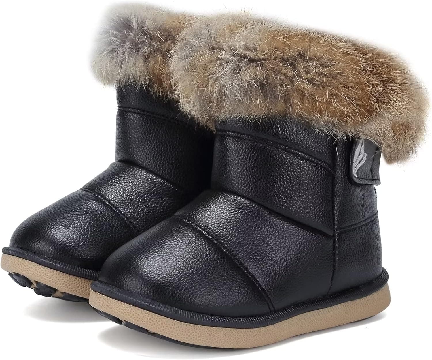 CIOR Toddler Snow Boots for Girls Boys Winter Warm Kids Button Boots Outdoor Shoes