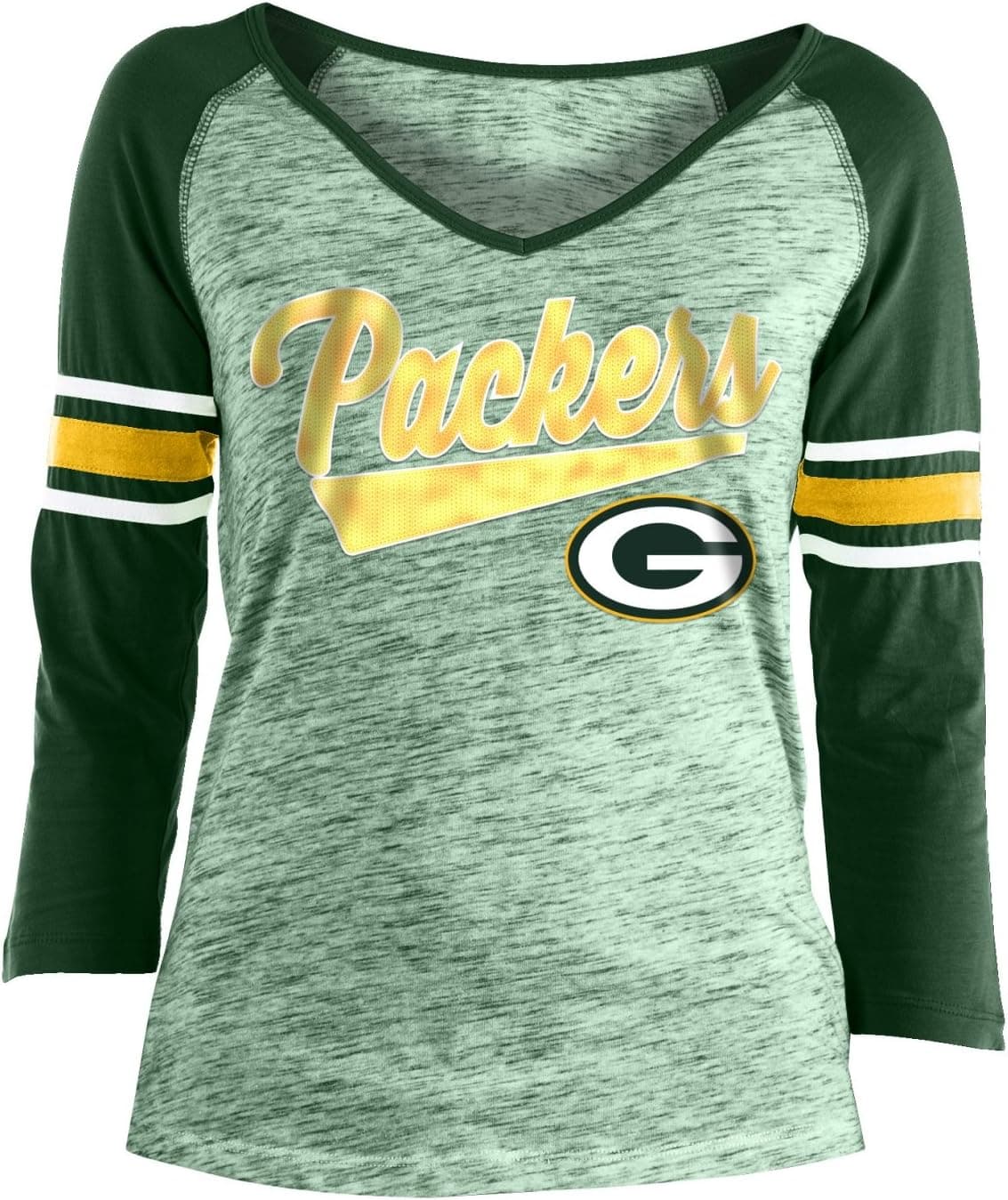 New Era Green Bay Packers Women's NFL End Zone Space Dye 3/4 Sleeve Shirt