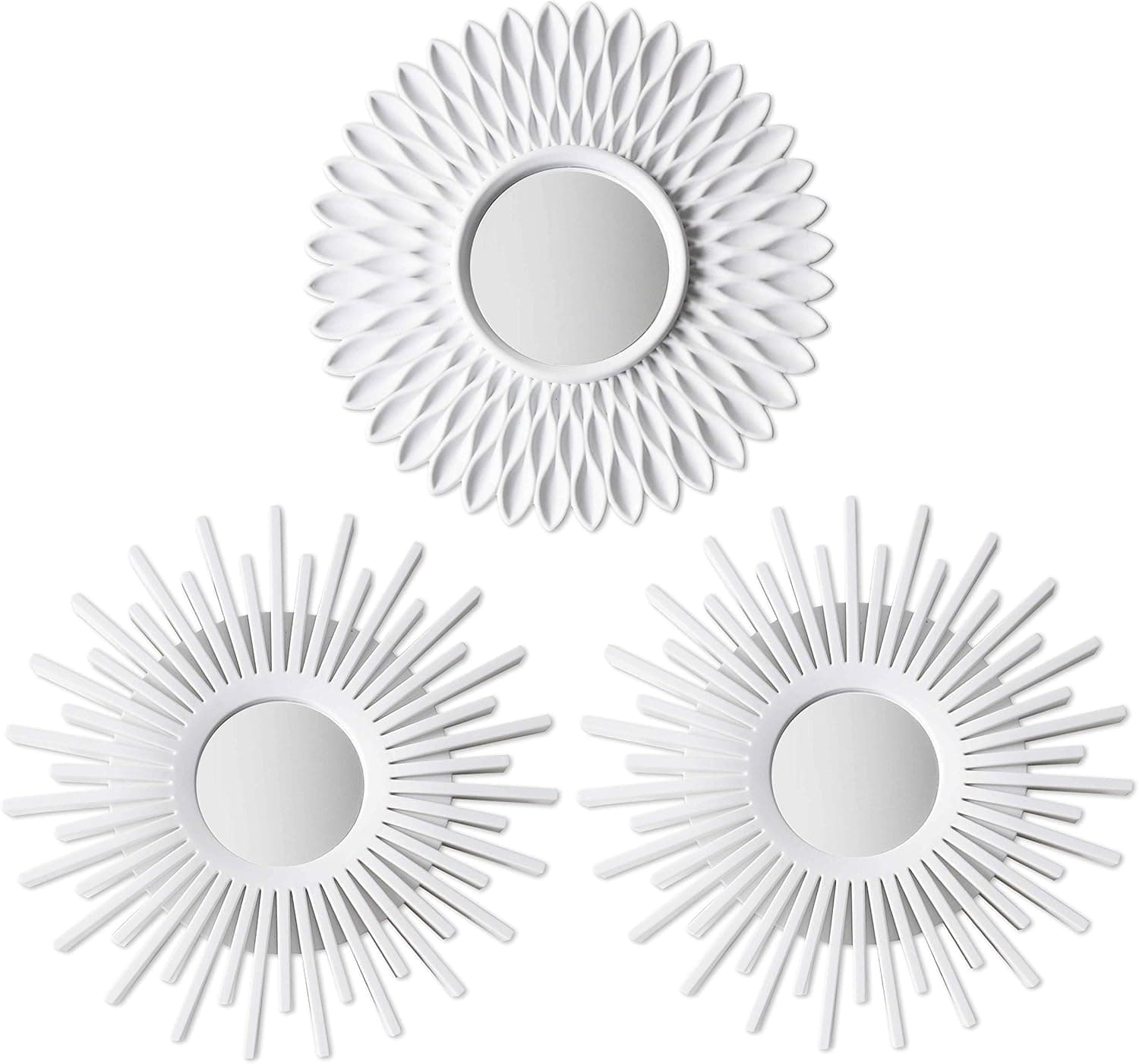 BONNYCO Wall Mirrors Pack of 3 White Mirrors for Home Decor, Bedroom Decor & Room Decor | White Wall Mirror Round Minimalist | Circle Mirror, Vintage & Chic Round Mirror - Gifts for Women, Mums