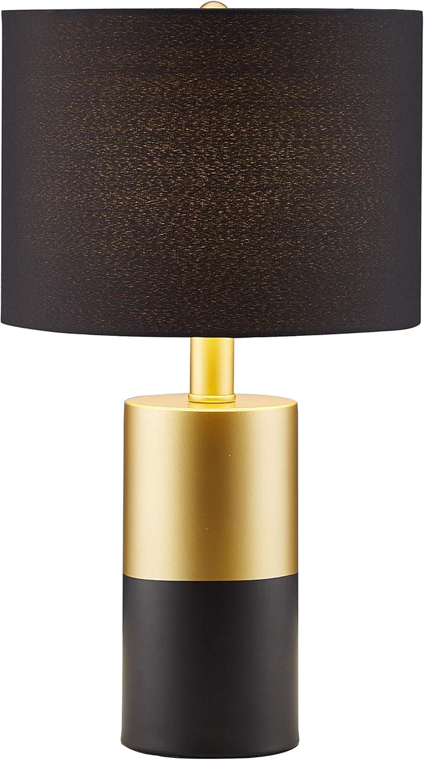 Tayanuc Modern Gold Table Lamps, Nightstand Desk Lamp with White Fabric Shade Black Golden Base for Bedroom Family Living Room Study Room Loft Office