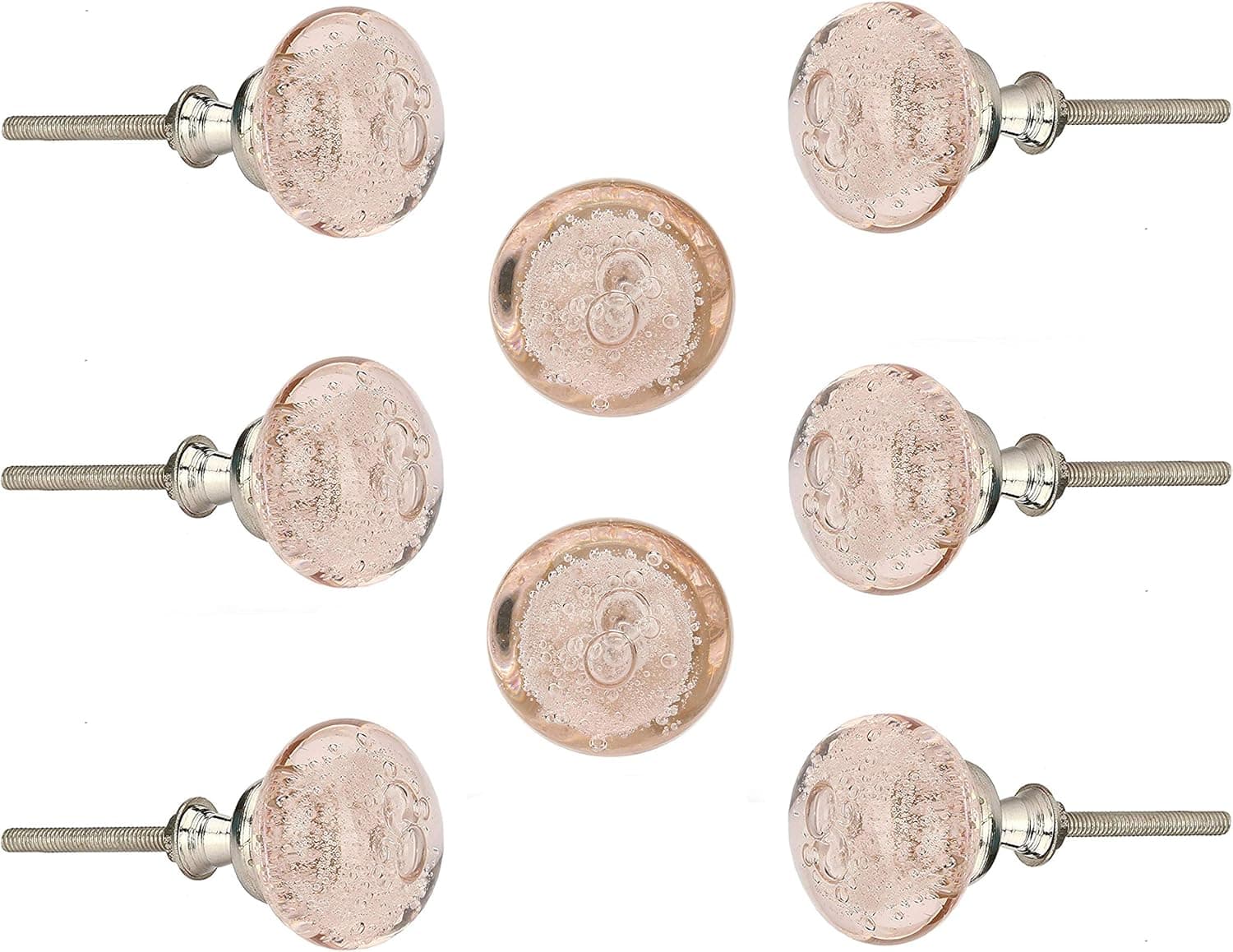 Perilla Home Set of 8 Crystal Knobs for Cabinet & Dresser Drawers Decorative Glass Knobs for Home Kitchen Cabinet Hardware Cupboard Glass Door Dresser Wardrobe and Drawer Pulls (Pink)