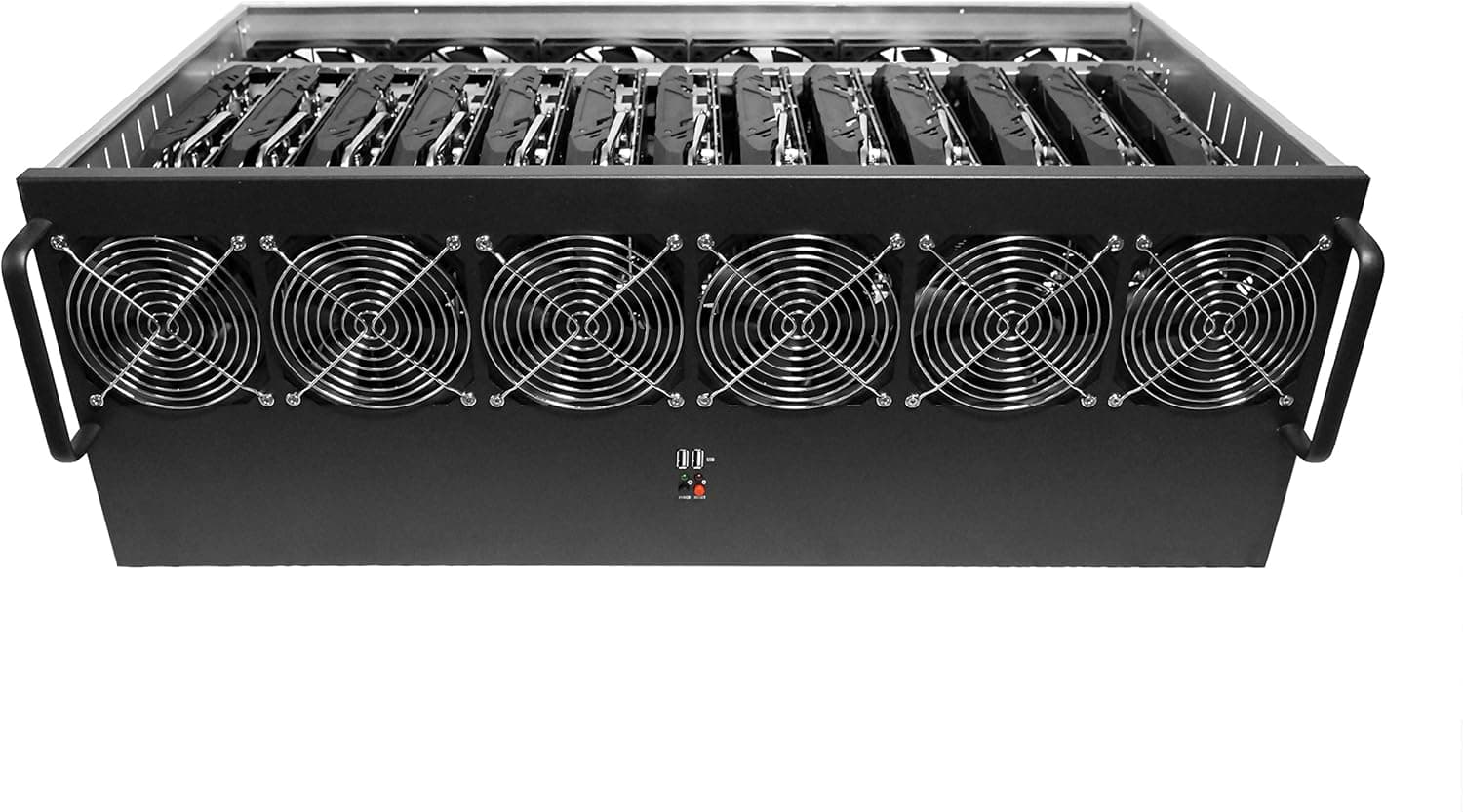 13 GPU Bitcoin Mining Rig Case – 12 Fans Pre-Installed – Dual PSU Compatible, Built-in HDMI Extension for Easy Monitor Output – Comes with 13 PCI-E 16x to 1x Risers (Ethereum, ETH, Zcash)