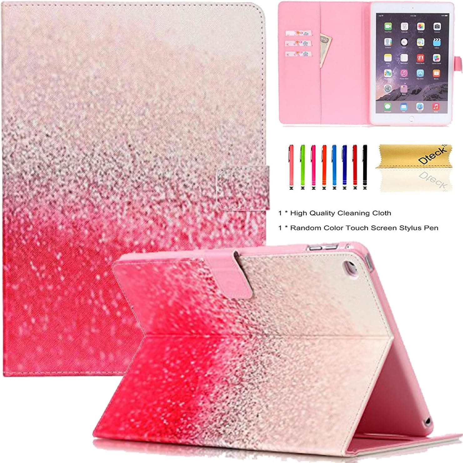 iPad Air 2 (2014 Release) Case, Dteck Slim Fit Cute Folio Flip Smart Stand Case with [Auto Sleep/Wake] Protecive Synthetic Leather Magnetic Wallet Cover for Apple iPad Air 2(Gradient Ramp Color)