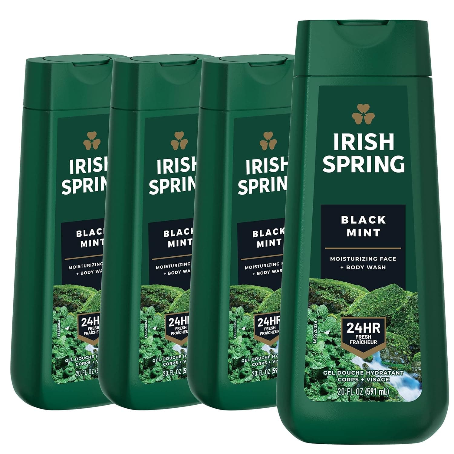 Irish Spring Black Mint Body Wash for Men, 20 Fl Oz (Pack of 4)