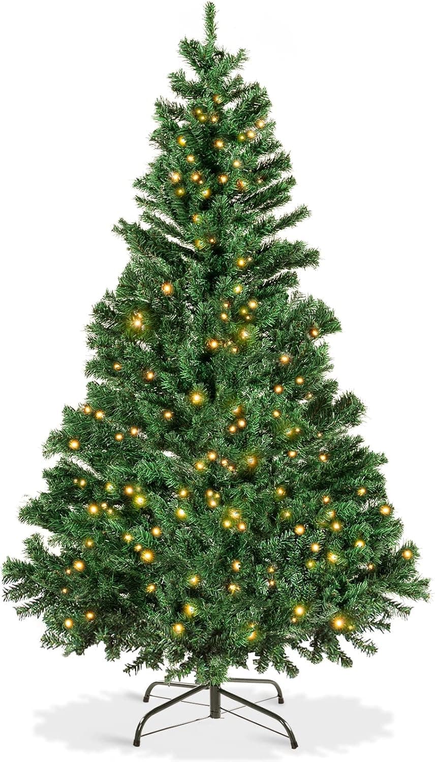 Ihoming Pre-Lit Artificial Christmas Tree, Fake Christmas Tree with 400 Incandescent Warm White Fairy LED Lights, Xmas Holiday Party Decoration for Home, 6FT