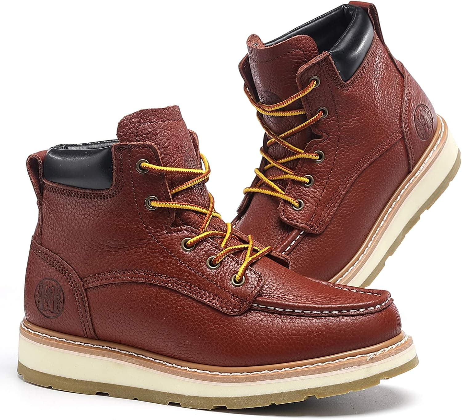 TIANXING 6" Work Boots for Men Composite Soft Toe Waterproof Slip Resistant Anti-Puncture Moc Toe Construction Safety Working Boots