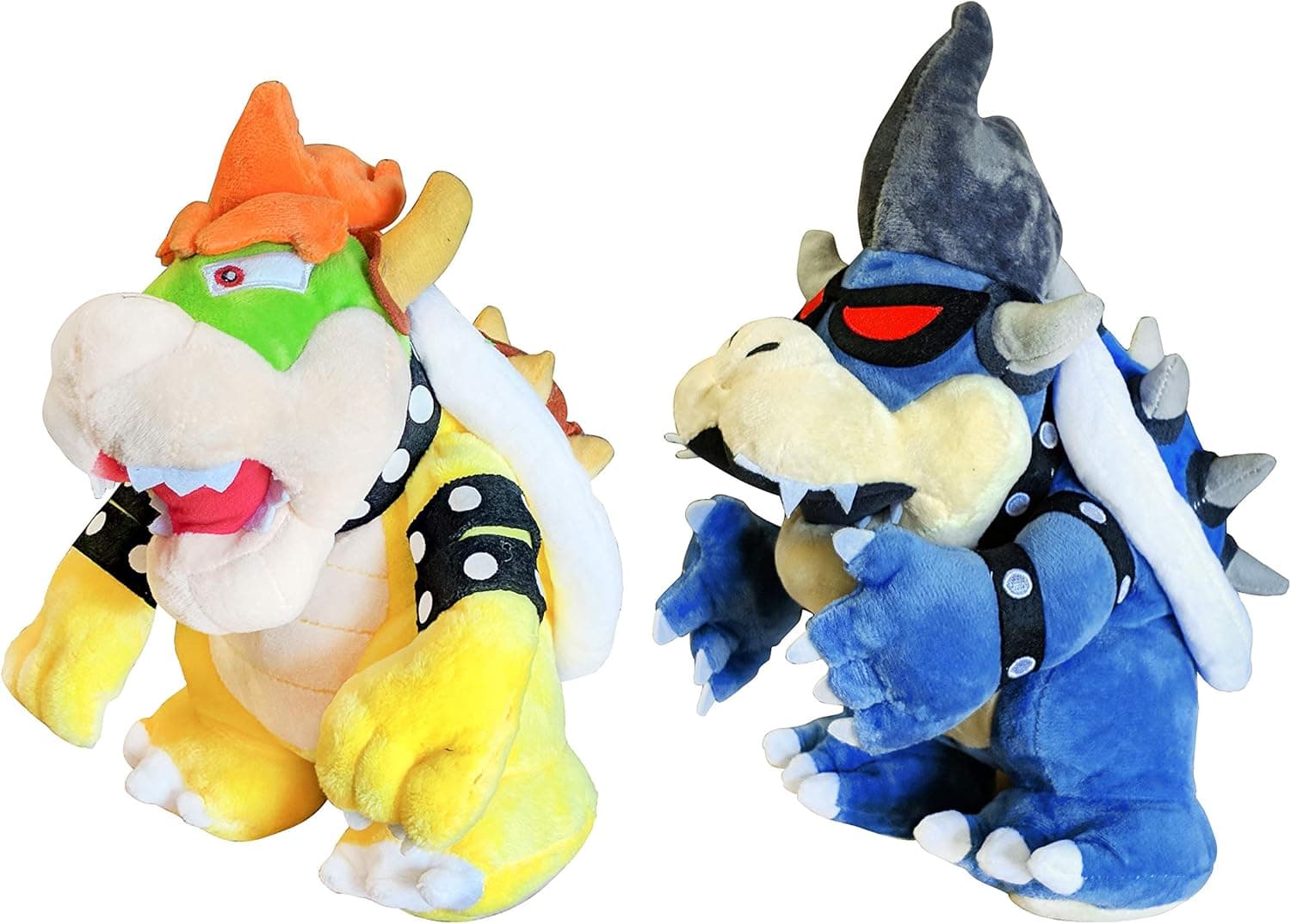 Super Mario Dark Blue Bowser and Yellow King Koopa Jumbo Size Stuffed Plush Toys with Travel Bag- 2 in 1 Plush Set