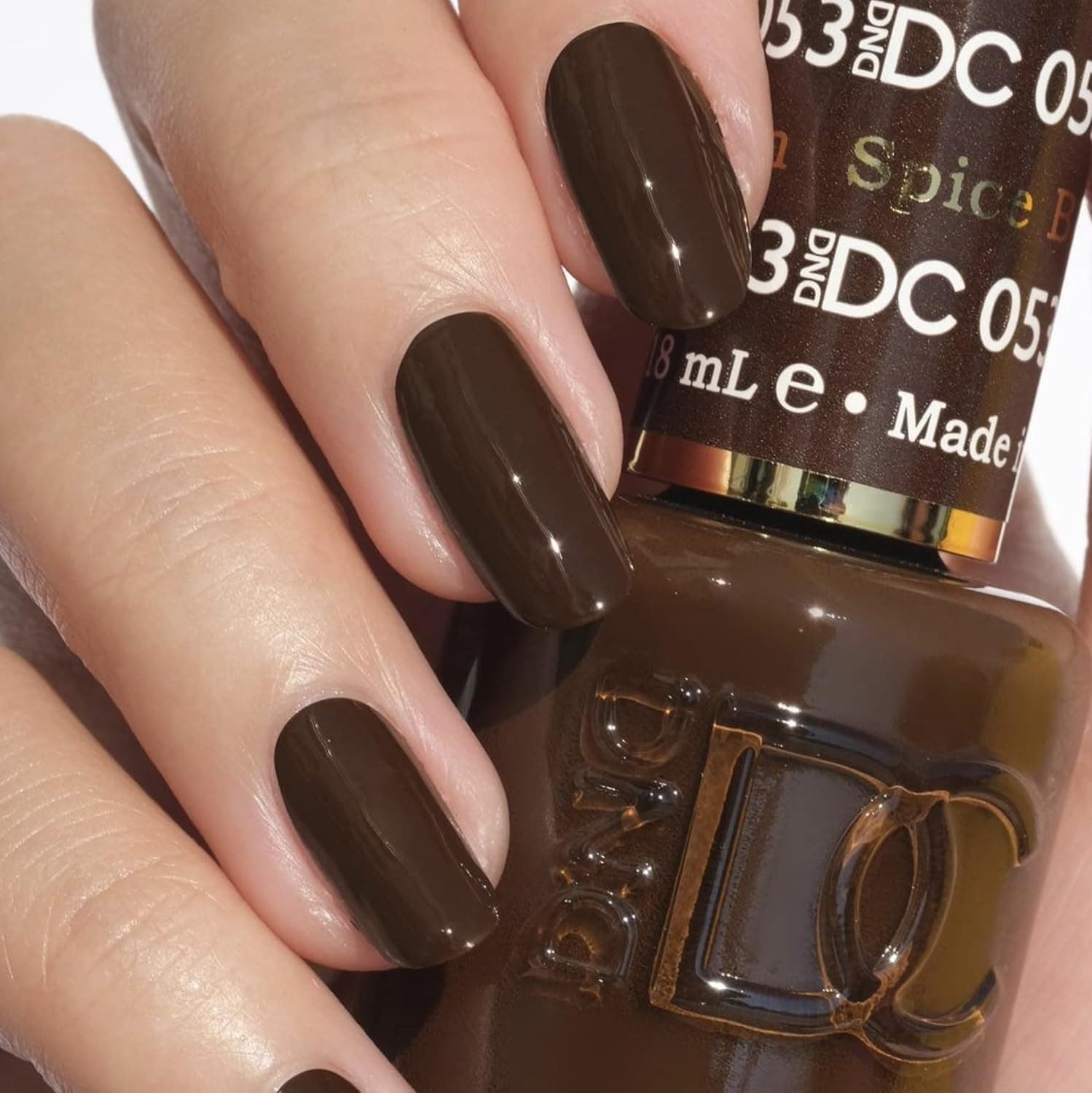 DND DC Gel Polish Set - 1 each of Brown Gel Polish and Brown Nail Polish, 053 Spiced Brown, 0.5 Fl Oz