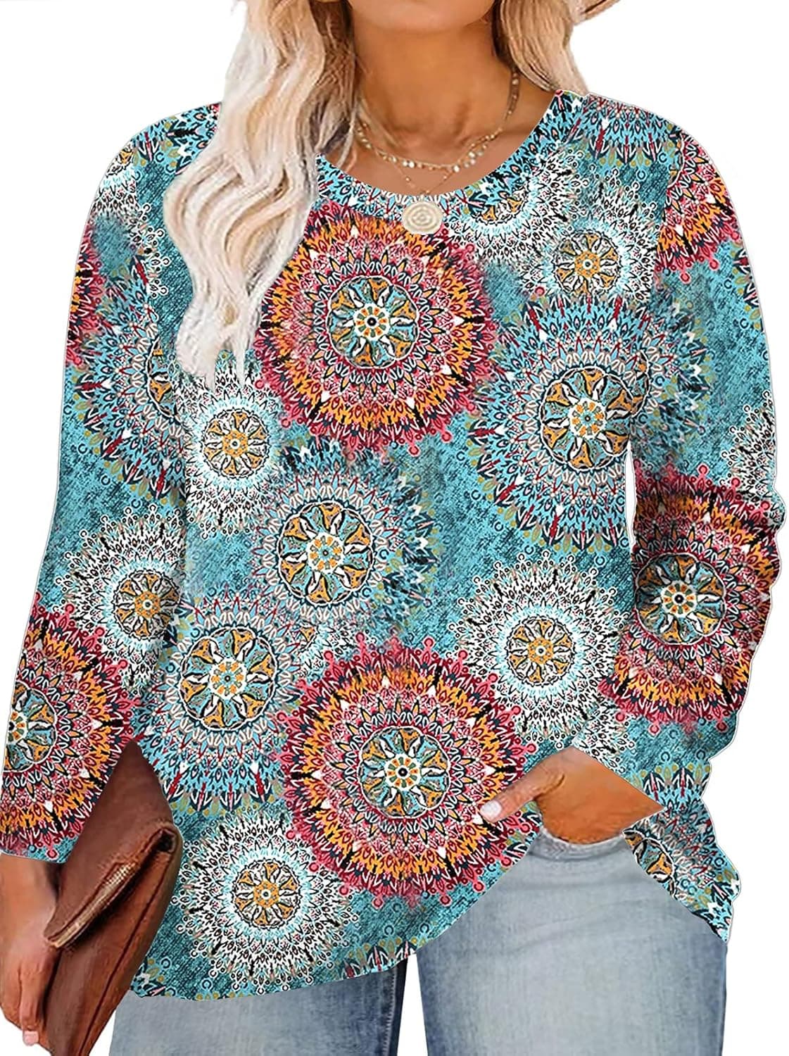 VISLILY Plus-Size Tops for Women Long Sleeve Casual Loose Shirts
