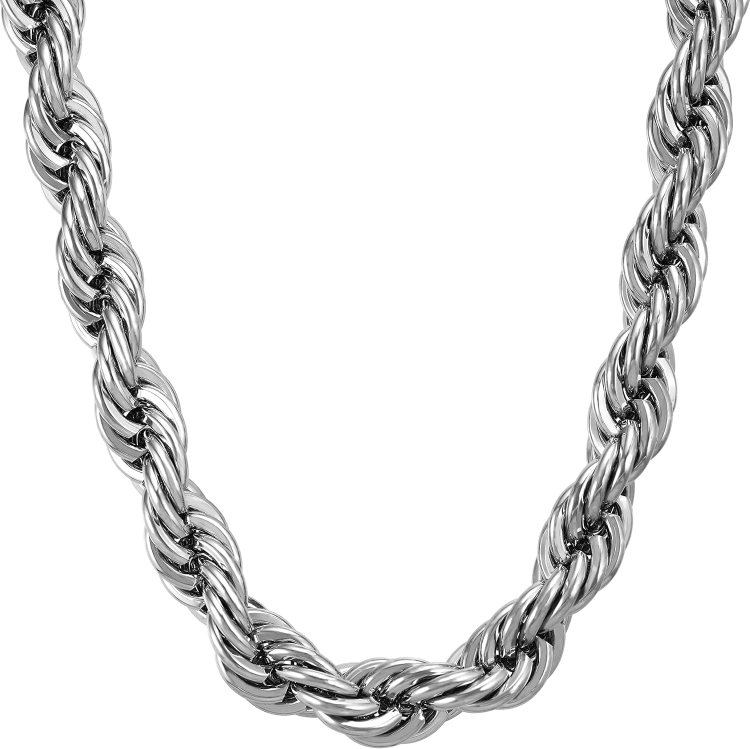 LIFETIME JEWELRY 8mm Rope Chain Necklace 24k Real Gold Plated for Women and Men