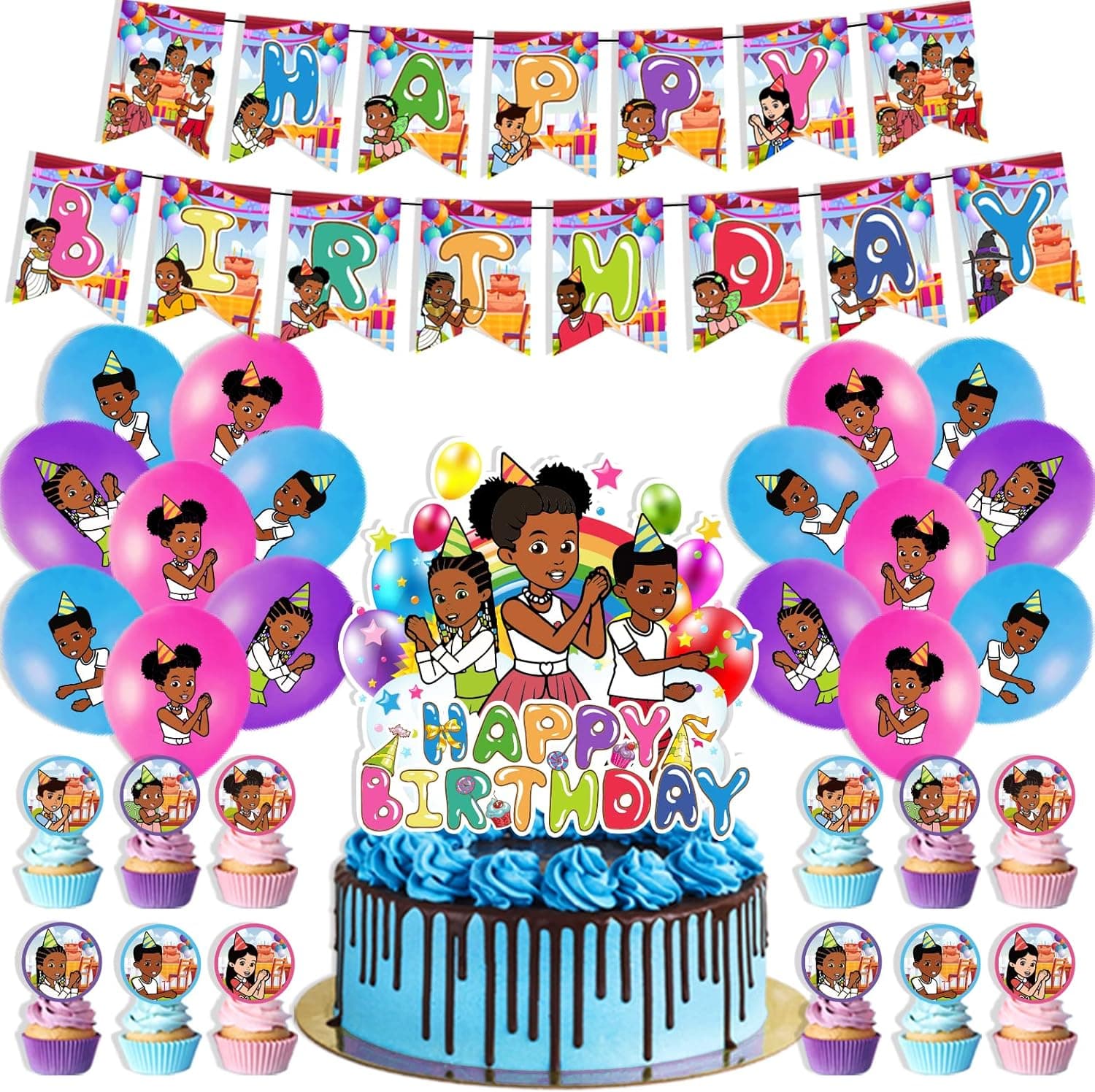 Gracies Corner Party Decorations, Music Gracies Theme Birthday Party Supplies Set Include Banner, Balloons, Cake Toppers and Cupcake Toppers for 1st 2nd Birthday Boy Girls Birthday Party Decor