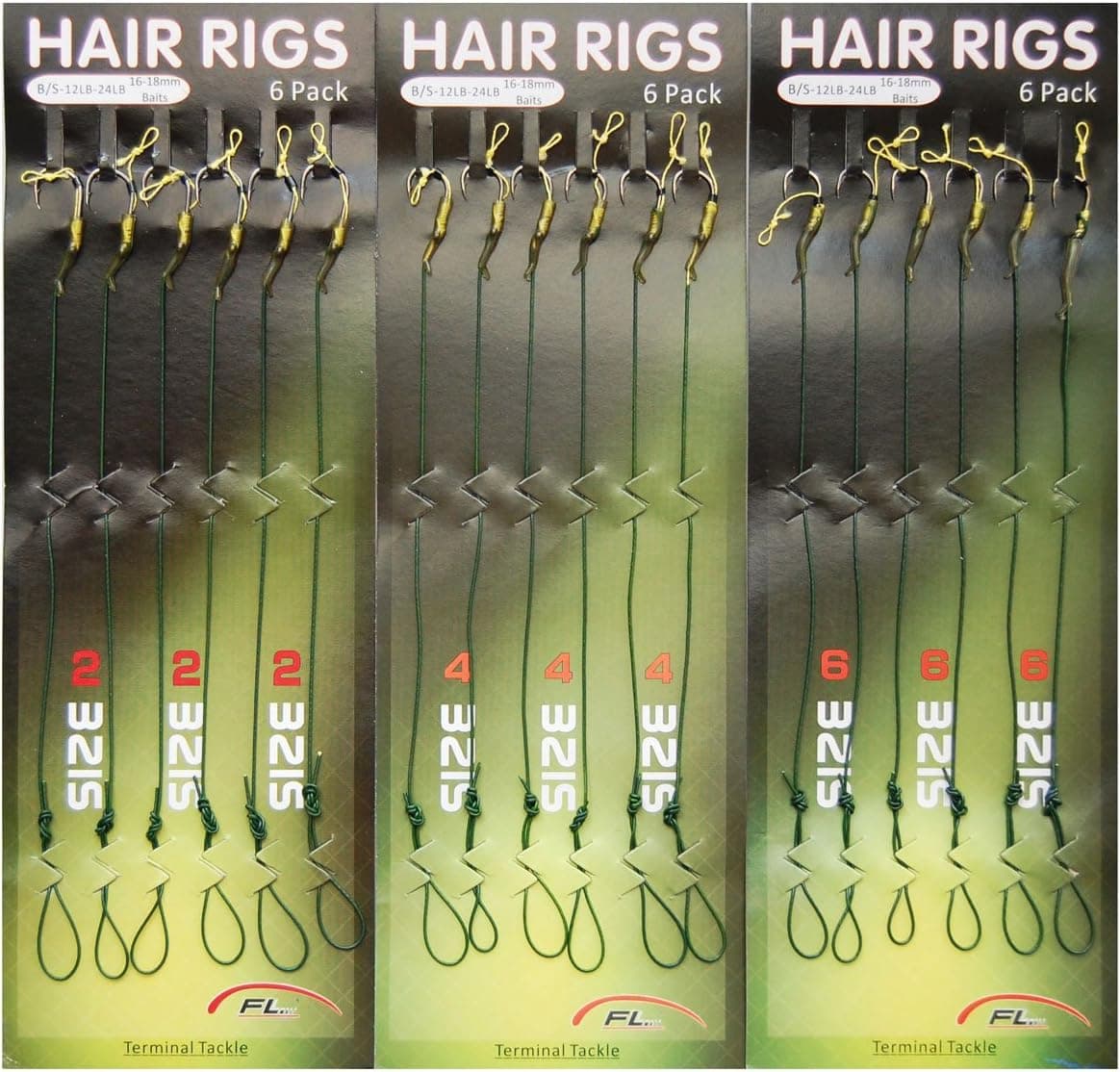 JSHANMEI Carp Fishing Leader Hair Rigs with Coated Line Wide Gape Hooks Boilies Carp Rigs Lure Connector Size 2 4 6