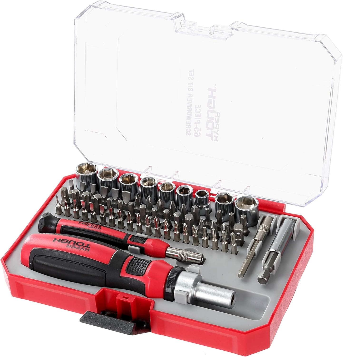 Hyper Tough 65-Piece RATCHETING SCREWDRIVER SOCKET & BIT SET Ratchet Screwdriver Precision Bit Holder Driver Magnetic Holder